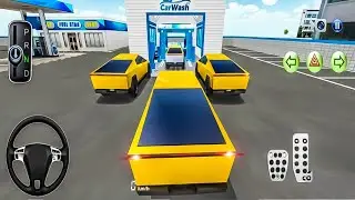 All New Yellow Colour Electric Tesla Car Collect Parking The Gass Pump Driving class Android Game-3d