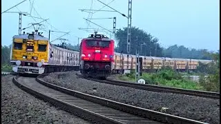 Super Speedy Trains Crossing at Big Curve | Katwa-Howrah Local crossing Malda Intercity Express | ER