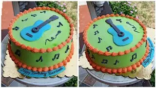 Easy Fondant Topper Guitar Theme Cake Decoration&hearts;️