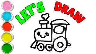 How To Draw A Cute Train Drawing, Painting & Coloring For Kids and Toddlers_ Child Art 🐋🌈🎨