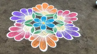 Simple & easy kolam 7*4 / beautiful Rangoli kolam 