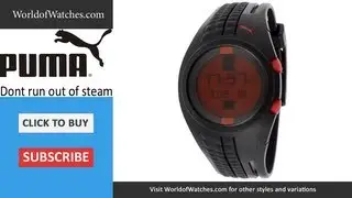 PUMA  Don't Run Out Of Steam Multi-Function Red Digital Dial Black Silicone PU910482004