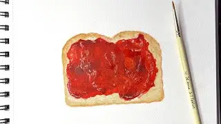 Realistic Watercolor Painting - Jam Toast Slice