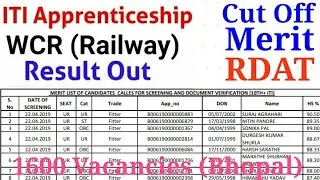 WCR Apprentice Result | Railway Apprentice Cut Off | Railway Apprentice Merit List