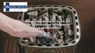 Aufschichten der Saunasteine bei Harvia Professional Sauna&ouml;fen