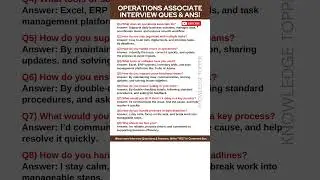 Operations Associate Interview Questions and Answers | Operations Associate Job Interview Questions