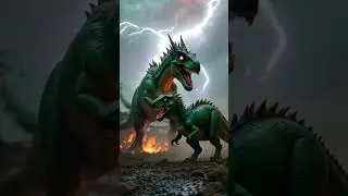 Epic T-Rex vs Dragon Battle! Explosive Fight Scene with Bombs on the Battlefield