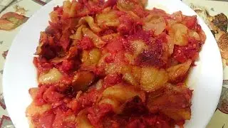 patatas frita  con  tomate
