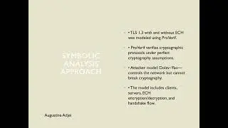 Symbolic Analysis of TLS 1.3 Privacy Enhancements | ECH Focus