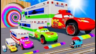 Flatbed Truck McQueen  Transportation with Truck   Pothole vs Car #16