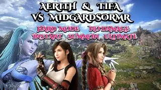 FFVII Rebirth Aerith & Tifa Vs Midgardsormr (No Damage, Instant Summon, 1HP, Darkside, Hard Mode)