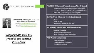 Willful FBAR, Civil Tax Fraud & Tax Evasion Cross Over (Golding & Golding)