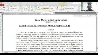 Prison Reforms | Rama Murthy v. State of Karnataka | Criminology
