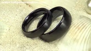 TR219TB Brushed & Domed Black Ceramic Wedding Band Ring