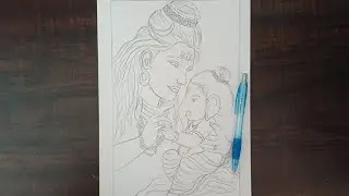 Bal Ganesha with Lord Shiva Drawing | Divine Father&ndash;Son Love❤️
