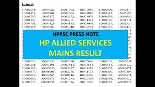 HP ALLIED SERVICES MAINS 2019 RESULT || HPPSC PRESS NOTE