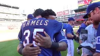 Hamels goes the distance as Rangers clinch