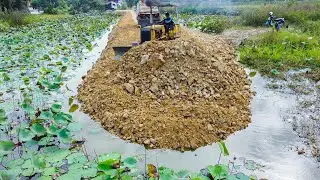 Best Amazing! Mini Bulldozer & 5T Dumping Trucks Pushing Stone Fill Into Deep Huge Water