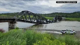 Freight train carrying hot asphalt, molten sulfur plunges into Yellowstone River as bridge fails