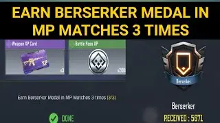 Earn Berserker Medal in Mp Matches 3 Times | Earn Berserker Medal 3 Times in mp matches Cod Mobile