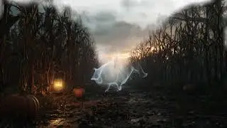 Haunted Corn Maze | Dark Fall Ambience | Thunderstorm, Rain & Ghostly Apparitions | Study Ambiance