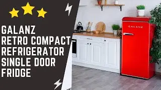 Galanz Retro Compact Refrigerator-Single Door Fridge - Adjustable Mechanical Thermostat with Chiller