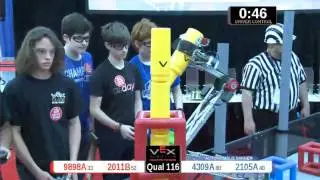 2015 VRC Engr Q116 - 9898A 2011B vs 4309A 2105A - 74 to 31 - VEX Worlds 2015 - Engineering Division