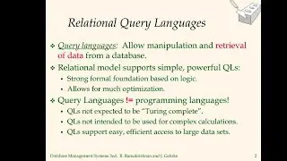 Relational Query Languages Complete introduction