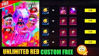 UNLIMITED RED CUSTOM CARD IN HOLI EVENT | HOW TO GET RED CUSTOM CARD IN HOLI EVENT| FF NEW EVENT