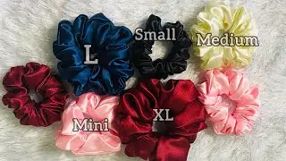 Measurements and stitching of the different size of scrunchies||വ്യത്യസ്ത സ്ക്രഞ്ചികളുടെ അളവുകൾ