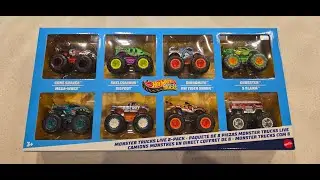 Набор Hot Wheels Monster Trucks Live 8 Pack: Bone Shaker, Bigfoot 5 Alarm, Tiger Shark. Распаковк...