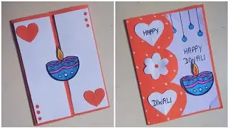2 DIY Easy & beautiful diwali card/diwali greeting card/ diwali greeting card for school competition