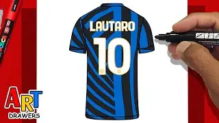 Come Disegnare Lautaro Mart&iacute;nez - FC Internazionale Milano⚽CHAMPIONS LEAGUE UEFA 2025 ( Shirt 10 )