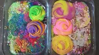ASMR Little Twin Star Pink vs Blue Slime Mixing Makeup Into Slime! Satisfying Slime Video #ASMR #6