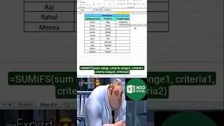 SUMIFS Formula in Excel | Calculate Sales by Salesperson & Product #Excel #ExcelFormulas#shots