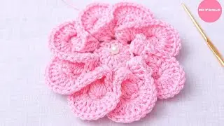 Crochet Easy 3D Flower Tutorial | Crochet Flower Pattern #crochetflower #crochetflowertutorial
