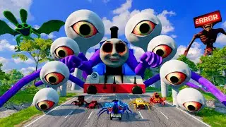 ALL MONSTERS Big & Small Cars with NEW THOMAS HUGGY  & BUS EATER & CAR EATER–BeamNG Drive