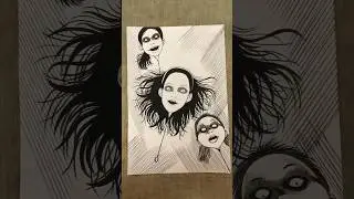 draw Junji Ito's comics -Human Head Balloon #video #art #shorts #drawing #fyp #challenge #satisfying