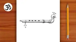 Kanha Ji Ki Bansuri Ki Drawing || Chitra of flute 🪈 || Bhagwan ji ki Bansuri Ki Drawing 
