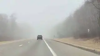 Drive to Low visibility Foggy road