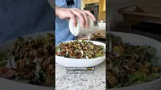 Chickpea hemp Olive crumble salad, tahini lemon dressing 25g Protein 15g fiber! #shorts #highprotein