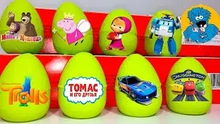 Волшебные Киндер Сюрпризы из кинетического песка Маша и Медведь,Томас и Друзья, Робокар Поли,Peppa