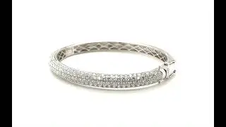 18ct White Gold Brilliant Cut Diamond Bangle - 05460078 | Johnsons Jewellers