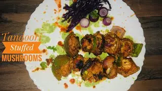 Tandoori Stuffed Mushrooms | Tasty vegetarian Indian starter | Charcoal cooking
