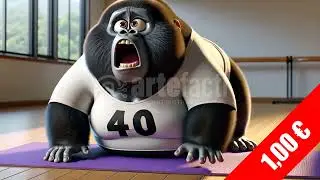 Funny HD Cartoon Monkey Practicing Yoga Stock Footage