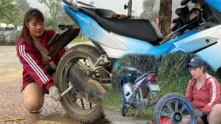 This girl repairs, assists, and maintains motorcycles.