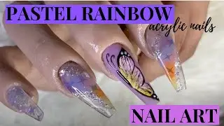 Butterfly Acrylic Nails - Pastel Rainbow Nail art - Giveaway WINNER Announcement