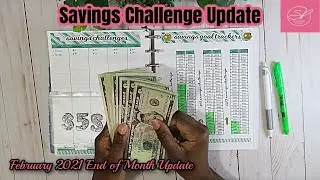 $100k, $5, $10 & $20 Savings Challenge Update | Cash Stuffing | February End of Month Totals
