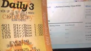 Daily 3 Straight/box  BOX ONLY WIN 60$