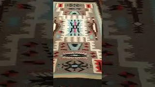 Vintage Native American Navajo Rug in a Storm Warrior Design in turquoise, Pink, and Brown 1650